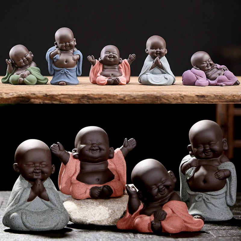 Kingzhuo Ceramic Cute Buddha Statue Monk Figurine Creative Baby Crafts Dolls Ornaments Gift Classic Delicate Ceramic Arts and Crafts Tea Accessories Small Adorable Gift Best Wishes Present - Image 3